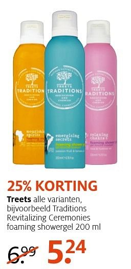 Aanbiedingen Traditions revitalizing ceremonies foaming showergel - Treets - Geldig van 10/10/2016 tot 23/10/2016 bij Etos