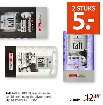 Aanbiedingen Styling power gel titane - Taft - Geldig van 10/10/2016 tot 23/10/2016 bij Etos