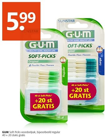 Aanbiedingen Gum soft picks voordeelpak regular - GUM - Geldig van 10/10/2016 tot 23/10/2016 bij Etos