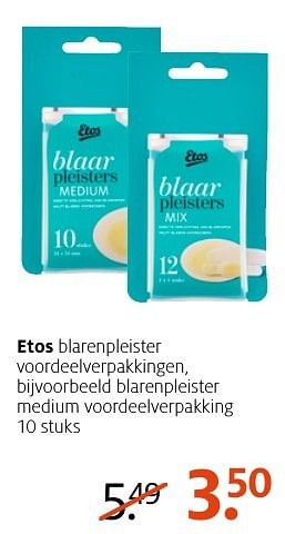 Aanbiedingen Blarenpleister medium voordeelverpakking - Huismerk - Etos - Geldig van 10/10/2016 tot 23/10/2016 bij Etos