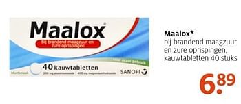 Aanbiedingen Maalox brandend maagzuur en zure oprispingen, kauwtabletten - Maalox - Geldig van 10/10/2016 tot 23/10/2016 bij Etos