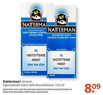 Aanbiedingen Extra sterk broomhexine - Natterman - Geldig van 10/10/2016 tot 23/10/2016 bij Etos