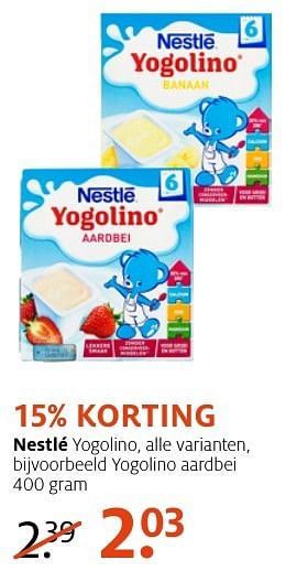 Aanbiedingen Nestlé yogolino aardbei - Nestlé - Geldig van 10/10/2016 tot 23/10/2016 bij Etos