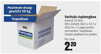Aanbiedingen Verhuis opbergbox - Huismerk - Formido - Geldig van 10/10/2016 tot 23/10/2016 bij Formido