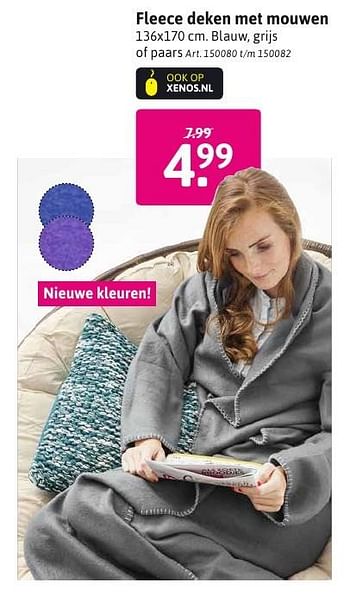 Aanbiedingen Fleece deken met mouwen - Huismerk - Xenos - Geldig van 10/10/2016 tot 23/10/2016 bij Xenos