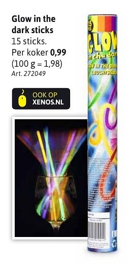 Aanbiedingen Glow in the dark sticks - Huismerk - Xenos - Geldig van 10/10/2016 tot 23/10/2016 bij Xenos