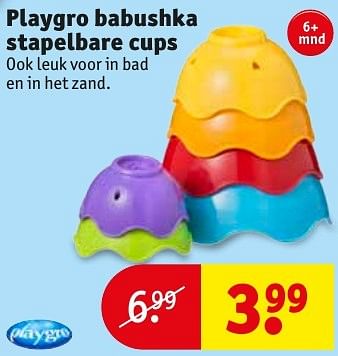 Aanbiedingen Playgro babushka stapelbare cups - Playgro - Geldig van 18/10/2016 tot 23/10/2016 bij Kruidvat