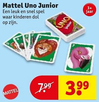 Aanbiedingen Mattel uno junior - Mattel - Geldig van 18/10/2016 tot 23/10/2016 bij Kruidvat