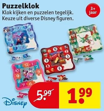 Aanbiedingen Puzzelklok - Disney - Geldig van 18/10/2016 tot 23/10/2016 bij Kruidvat