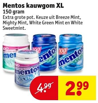 Aanbiedingen Mentos kauwgom xl - Mentos - Geldig van 18/10/2016 tot 23/10/2016 bij Kruidvat