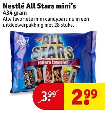 Aanbiedingen Nestlé all stars mini`s - Nestlé - Geldig van 18/10/2016 tot 23/10/2016 bij Kruidvat