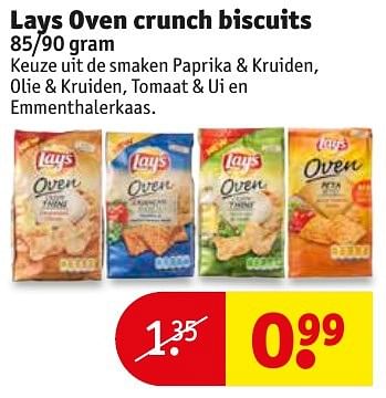 Aanbiedingen Lays oven crunch biscuits - Lay's - Geldig van 18/10/2016 tot 23/10/2016 bij Kruidvat