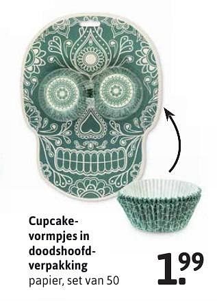 Aanbiedingen Cupcakevormpjes in doodshoofdverpakking - Huismerk - Xenos - Geldig van 10/10/2016 tot 23/10/2016 bij Xenos
