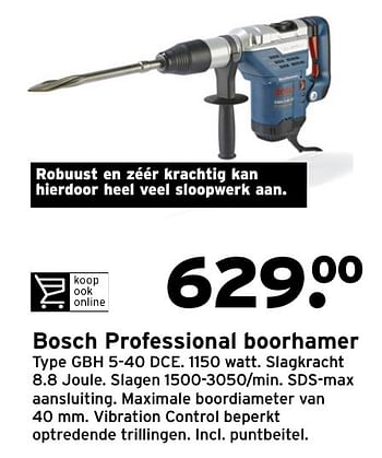 Aanbiedingen Bosch professional boorhamer gbh 5-40 dce - Bosch - Geldig van 17/10/2016 tot 23/10/2016 bij Gamma
