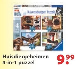 Aanbiedingen Huisdiergeheimen 4-in-1 puzzel - Ravensburger - Geldig van 10/10/2016 tot 06/12/2016 bij Multi Bazar