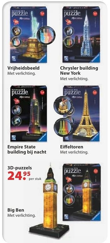 Aanbiedingen 3d-puzzels big ben - Ravensburger - Geldig van 10/10/2016 tot 06/12/2016 bij Multi Bazar