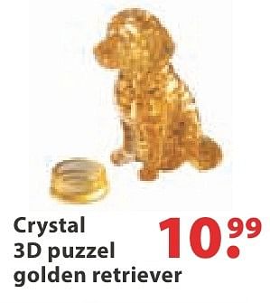 Aanbiedingen Crystal 3d puzzel golden retriever - Crystal - Geldig van 10/10/2016 tot 06/12/2016 bij Multi Bazar