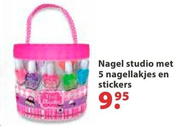 Aanbiedingen Nagel studio met 5 nagellakjes en stickers - Huismerk - Multi Bazar - Geldig van 10/10/2016 tot 06/12/2016 bij Multi Bazar