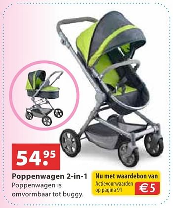 Aanbiedingen Poppenwagen 2-in-1 - Huismerk - Multi Bazar - Geldig van 10/10/2016 tot 06/12/2016 bij Multi Bazar