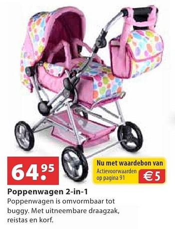 Aanbiedingen Poppenwagen 2-in-1 - Huismerk - Multi Bazar - Geldig van 10/10/2016 tot 06/12/2016 bij Multi Bazar