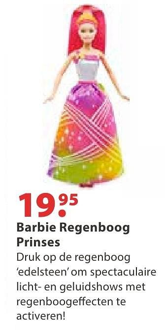 Aanbiedingen Barbie regenboog prinses - Mattel - Geldig van 10/10/2016 tot 06/12/2016 bij Multi Bazar