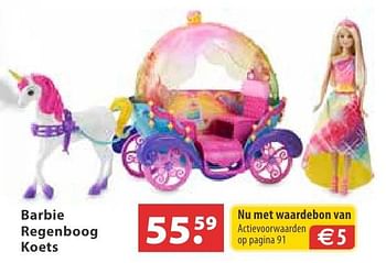 Aanbiedingen Barbie regenboog koets - Mattel - Geldig van 10/10/2016 tot 06/12/2016 bij Multi Bazar