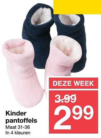Aanbiedingen Kinder pantoffels - Huismerk - Zeeman  - Geldig van 22/10/2016 tot 28/10/2016 bij Zeeman