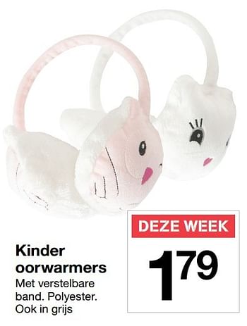 Aanbiedingen Kinder oorwarmers - Huismerk - Zeeman  - Geldig van 22/10/2016 tot 28/10/2016 bij Zeeman
