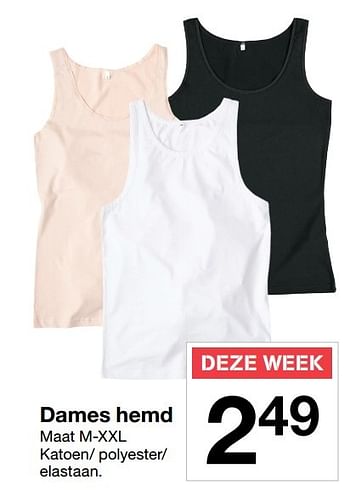 Aanbiedingen Dames hemd - Huismerk - Zeeman  - Geldig van 22/10/2016 tot 28/10/2016 bij Zeeman