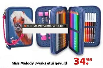 Aanbiedingen Miss melody 3-vaks etui gevuld - Miss Melody - Geldig van 10/10/2016 tot 06/12/2016 bij Multi Bazar