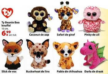 Aanbiedingen Ty beanie boo knuffel - TY Beanie Boo - Geldig van 10/10/2016 tot 06/12/2016 bij Multi Bazar