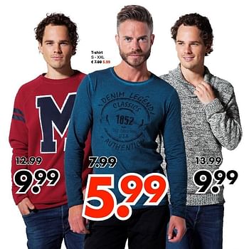 Aanbiedingen T-shirt - Huismerk - Wibra - Geldig van 17/10/2016 tot 29/10/2016 bij Wibra