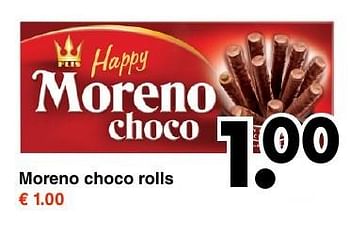 Aanbiedingen Moreno choco rolls - Happy - Geldig van 17/10/2016 tot 29/10/2016 bij Wibra