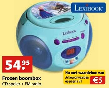 Aanbiedingen Frozen boombox - Lexibook - Geldig van 10/10/2016 tot 06/12/2016 bij Multi Bazar