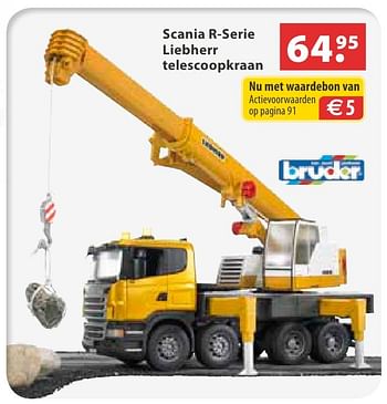 Aanbiedingen Scania r-serie liebherr telescoopkraan - Bruder - Geldig van 10/10/2016 tot 06/12/2016 bij Multi Bazar