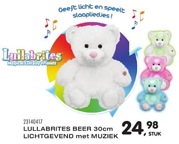 Aanbiedingen Lullabrites beer 30cm lichtgevend met muziek - Lullabrites - Geldig van 25/10/2016 tot 06/12/2016 bij Supra Bazar