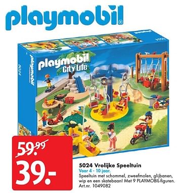 Aanbiedingen 5024 vrolijke speeltuin - Playmobil - Geldig van 15/10/2016 tot 30/10/2016 bij Bart Smit