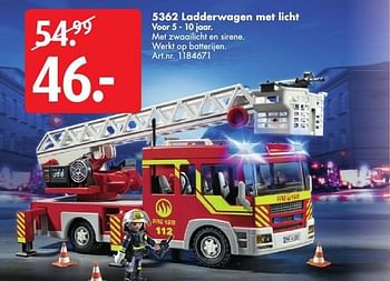 Aanbiedingen 5362 ladderwagen met licht - Playmobil - Geldig van 15/10/2016 tot 30/10/2016 bij Bart Smit