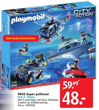 Aanbiedingen 9043 super politieset - Playmobil - Geldig van 15/10/2016 tot 30/10/2016 bij Bart Smit