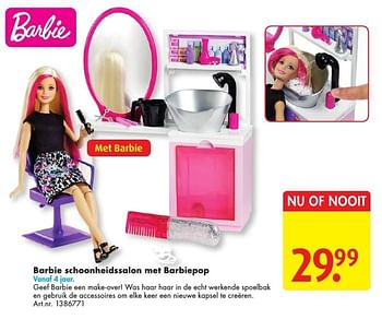 Aanbiedingen Barbie schoonheidssalon met barbiepop - Mattel - Geldig van 15/10/2016 tot 30/10/2016 bij Bart Smit