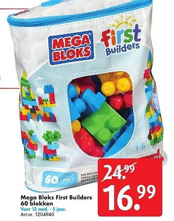 Aanbiedingen Mega bloks first builders 60 blokken - Mega Bloks - Geldig van 15/10/2016 tot 30/10/2016 bij Bart Smit