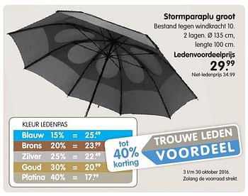 Aanbiedingen Stormparaplu groot - Huismerk - ANWB - Geldig van 17/10/2016 tot 30/10/2016 bij ANWB