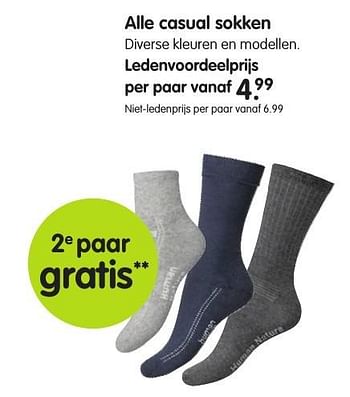 Aanbiedingen Alle casual sokken - Huismerk - ANWB - Geldig van 17/10/2016 tot 30/10/2016 bij ANWB