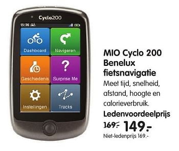 Aanbiedingen Mio cyclo 200 benelux etsnavigatie - Mio - Geldig van 17/10/2016 tot 30/10/2016 bij ANWB