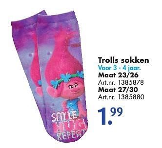 Aanbiedingen Trolls sokken - Dreamworks - Geldig van 15/10/2016 tot 30/10/2016 bij Bart Smit