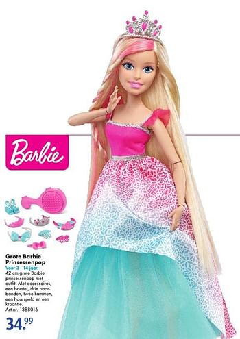 Aanbiedingen Grote barbie prinsessenpop - Mattel - Geldig van 15/10/2016 tot 30/10/2016 bij Bart Smit