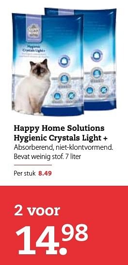 Aanbiedingen Happy home solutions hygienic crystals light + - Happy Home - Geldig van 17/10/2016 tot 30/10/2016 bij Boerenbond