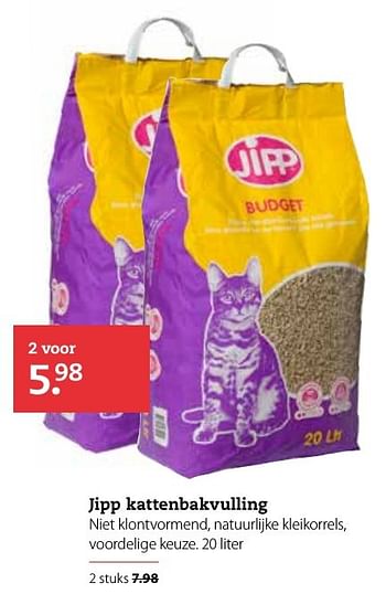 Aanbiedingen Jipp kattenbakvulling - Jipp - Geldig van 17/10/2016 tot 30/10/2016 bij Pets Place
