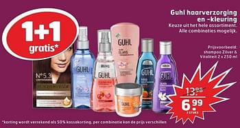 Aanbiedingen Shampoo zilver + vitaliteit - Guhl - Geldig van 18/10/2016 tot 30/10/2016 bij Trekpleister