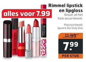 Aanbiedingen Rimmel lipstick en lipgloss - Rimmel - Geldig van 18/10/2016 tot 30/10/2016 bij Trekpleister